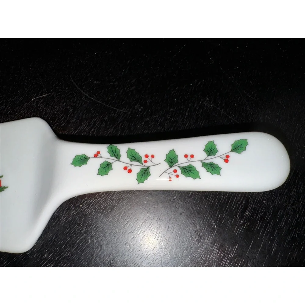Vintage Christmas Tree Pie Cake Dessert‎ Plate Utensil Server Porcelain Japan